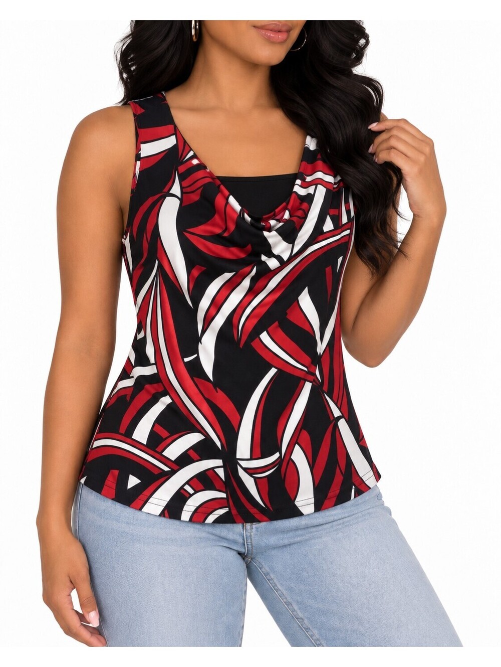 I.N. San Francisco Y2K Geometric Cowl Neck Sleeveless Top M